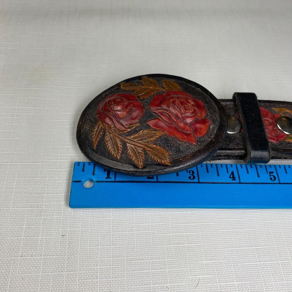 Hand Tooled LEATHER Western Belt "DEAN"! 3D Roses Personalized Handmade Sz 42 - Picture 15 of 16